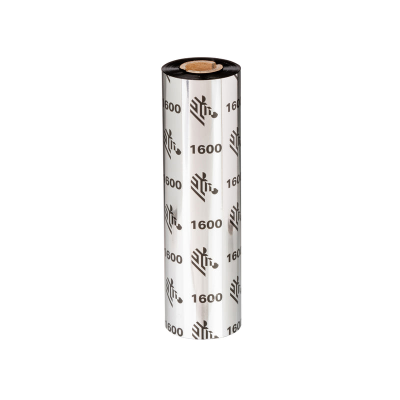 Zebra Wax Ribbon, 84MMX70M (3.31INX229FT), 1600; Standard, 12MM (0.5IN) Core, 24/BOX - 01600GS08407 - official Zebra product image