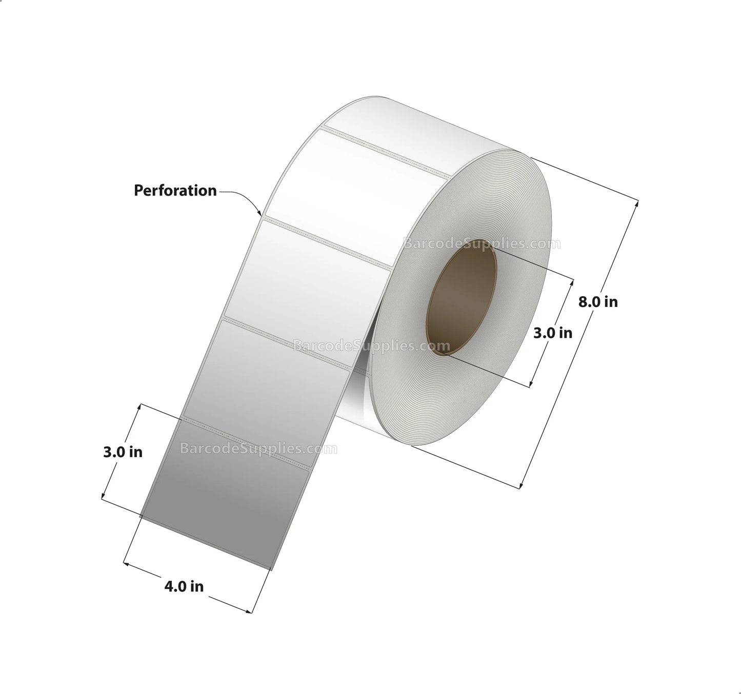 Thermamark 4" x 3" Direct Thermal Labels, 3" Core, 1900/Roll (DTL4030P)