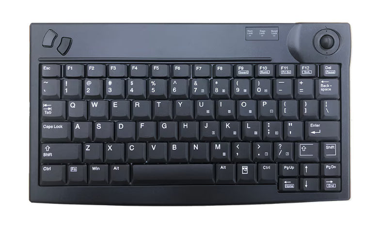 KSI MiniTB USB Compact Keyboard with Integrated Trackball Mouse Black