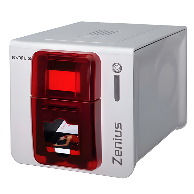 Evolis Zenius Classic Printer, Single Sided, Without Option, USB, Red Trim, USB Cable Included - ZN1U0000RS
