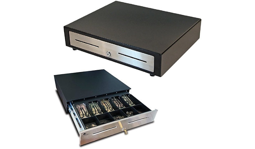 APG Vasario 1915 black cash drawer with stainless steel front