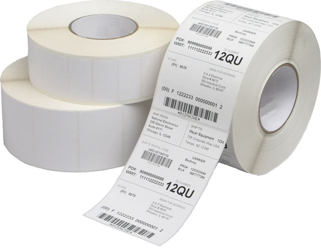 Thermamark, Consumables, Topcoated Freezer Grade Adhesive Paper Label, Direct Thermal, 4" X 2", 1" CORE, 5" OD, 1240 Labels PER ROLL, Perforated, 6 R
