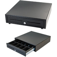 APG, Vasario Series, Multipro 24v, Black, Painted Front, 16x16, Dual Media Slots, Fixed 5x5 Till, Requires Cable (VB320-BL1616) (VB320-BL1616) – POS Cash Drawer