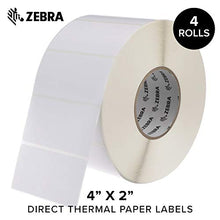 ZEBRA, CONSUMABLES, Z-PERFORM 2000D ALL-TEMP ADHESIVE PAPER LABEL, DIRECT THERMAL, 4" X 2", 3" CORE, 8" OD, PERFORATED, 2719 LABELS PER CASE, 4 ROLLS