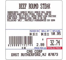 CAS LST-8020 Scale Labels UPC & Ingredient Labels (500/Roll, Case of 12)