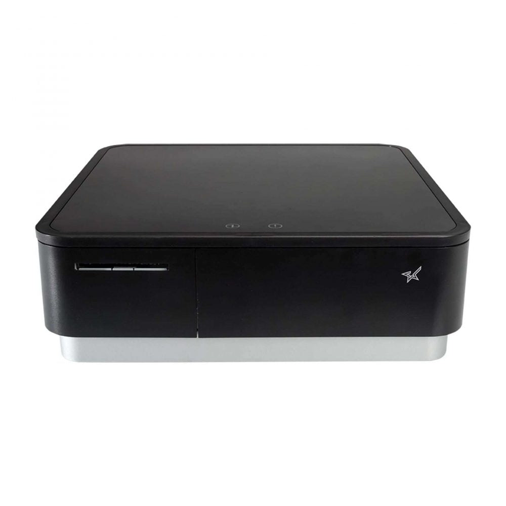 Star Micronics Mpop, POP10CBI-F Blk Us, Mpop, Black, Integrated Printer & Cash Drawer, USB-C, Bluetooth (MFI), Lightning, Universal Tablet Stand, in - official Star Micronics product image