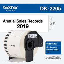Brother Mobile 2.4"X100 (62MM X30.4M) White Paper Continuous Label - DK2205 - official Brother Mobile product image