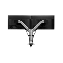 HAT Design Works, Dual Monitor Arm with Top Down Mount Silver