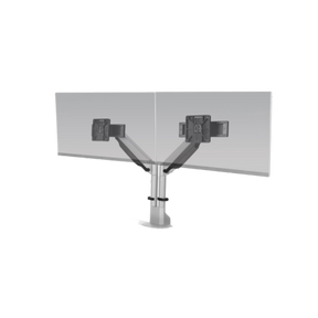 HAT Design Works, Dual Monitor Arm with Top Down Mount Silver