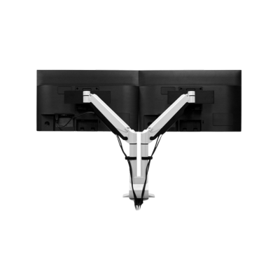 HAT Design Works, Dual Monitor Arm with Top Down Mount White