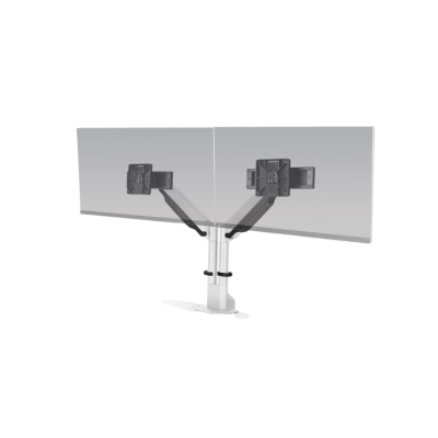HAT Design Works, Dual Monitor Arm with Top Down Mount White