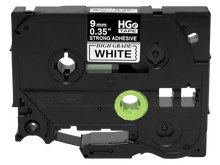 Brother Mobile 0.35 in X 26.2 Ft (9MM X 8M), Black Ink on White Label, EXTRA-STRENGTH Adhesive, 5 Pack - HGES2215PK - official Brother Mobile product image