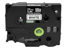 Brother Mobile 0.94 in X 26.2 Ft (24MM X 8M), Black Ink on White Label, EXTRA-STRENGTH Adhesive, 5 Pack - HGES2515PK - official Brother Mobile product image