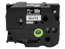 Brother Mobile 1.4 in X 26.2 Ft (36MM X 8M), Black Ink on White Label, EXTRA-STRENGTH Adhesive, 5 Pack - HGES2615PK - official Brother Mobile product image