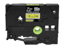 Brother Mobile 0.47 in X 26.2 Ft (12MM X 8M), Black Ink on Yellow Label, EXTRA-STRENGTH Adhesive, 5 Pack - HGES6315PK - official Brother Mobile product image