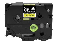 Brother Mobile 0.94 in X 26.2 Ft (24MM X 8M), Black Ink on Yellow Label, EXTRA-STRENGTH Adhesive, 5 Pack - HGES6515PK - official Brother Mobile product image