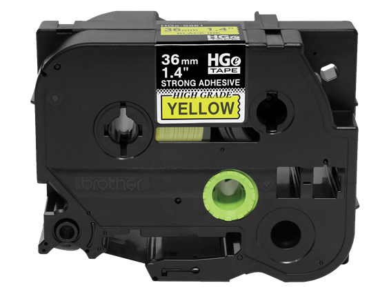 Brother HGES6615PK 36mm Black on Yellow Extra-Strength Adhesive Label Tape 5-Pack