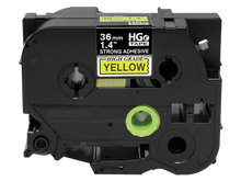 Brother HGES6615PK 36mm Black on Yellow Extra-Strength Adhesive Label Tape 5-Pack