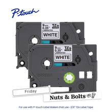Brother Mobile 0.35 in X 26.2 Ft (9MM X 8M), Black Ink on White Label, 2 Pack, Moq of 6 - TZE2212PK - official Brother Mobile product image