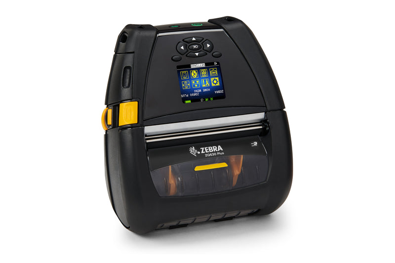 Zebra ZQ630 Plus, Direct Thermal, English Fonts, Bluetooth 4.X, Linerless Platen, 1.375" Core, Group 0, Belt Clip - ZQ63-AUFB004-00 - official Zebra product image