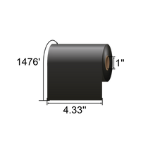 ARMOR-IIMAK T65053IO AWR1 black wax ribbon, 4.33-inch x 1476-foot — dimension illustration
