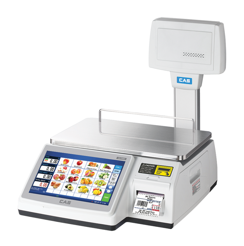 CAS CL7200P-60W touchscreen label printing scale with pole display