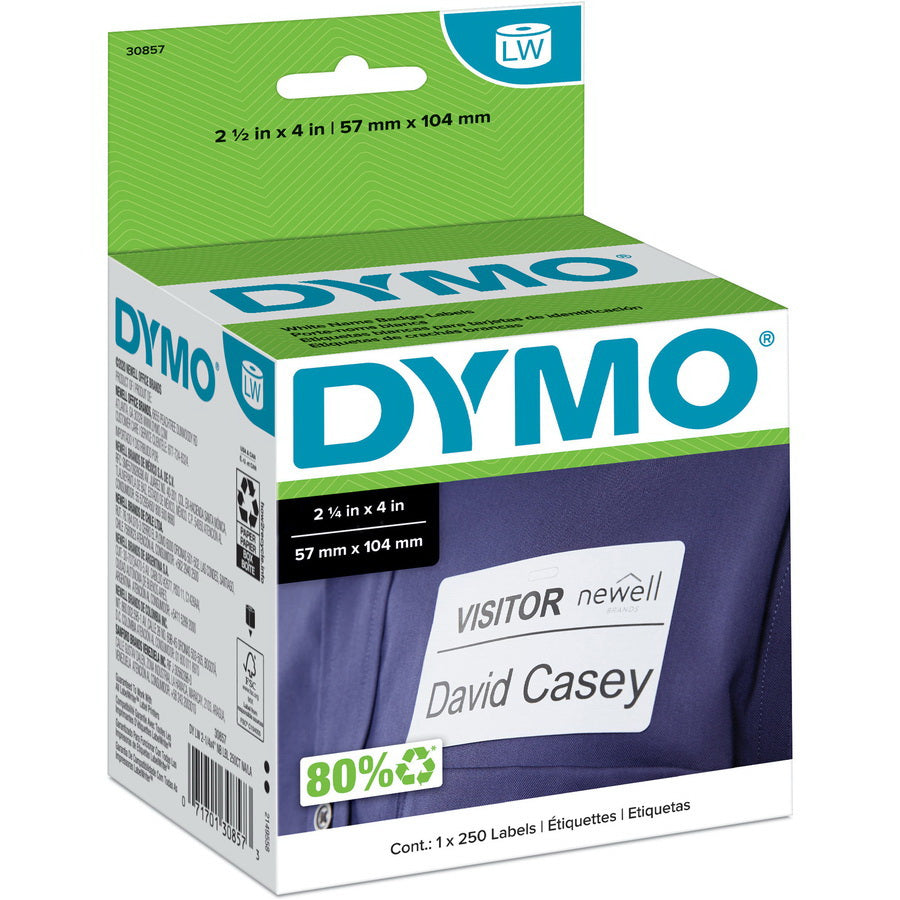 DYMO 30857 LabelWriter adhesive name badge labels, 250 labels per roll