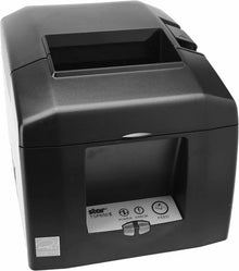 Star Micronics Thermal Printer, TSP654U Gray SK-USTSP654, Liner-Free Thermal Printer for Sticky Paper, Cutter, USB, Gray, Ext PS Included