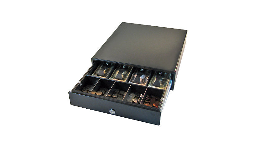 APG Vasario VB320-BL1616-243 black cash drawer with five bill five coin till