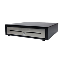 APG, Vasario Series, Cash Drawer, 24V, Black, SS Front, 16X16, Dual Media Slots, Adjustable 5 Bill 8 Coin Till, Req Cabl